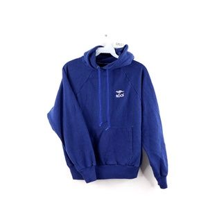 Vintage 70s Roos Hoodie Sweatshirt Blue USA